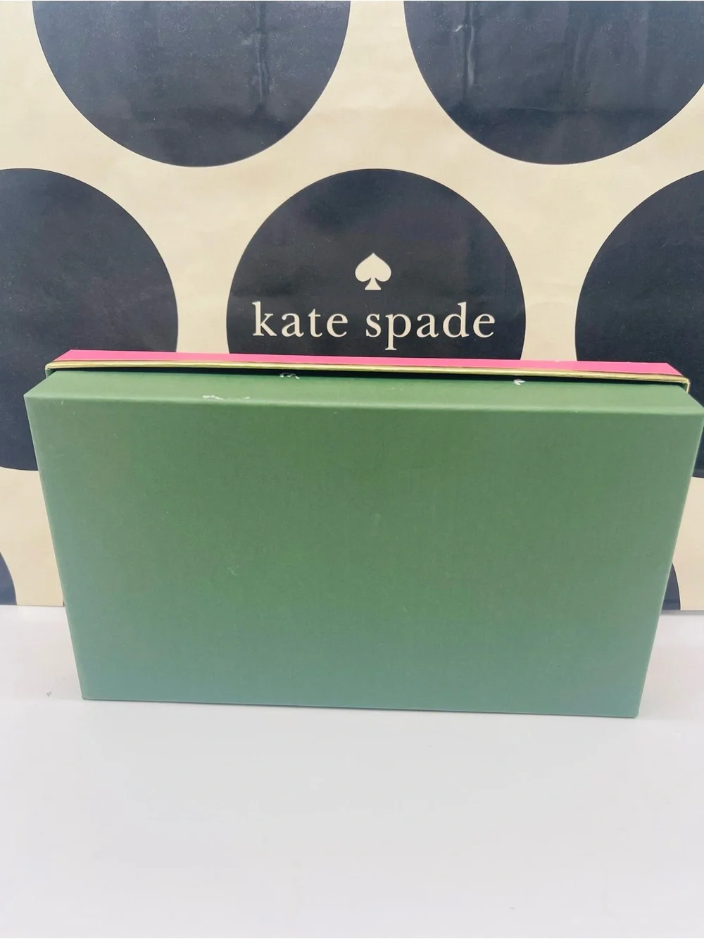 kate spade Pink and Green Gift Box with Gold Trim New